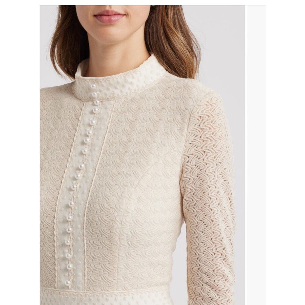 Elliatt Kailee textured crochet long bell sleeve midi dress boho large - Picture 5 of 14